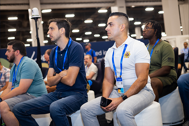 Attendees participating in a discussion at the Content Corner